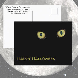 Gula Kattö Gon Happy Halloween Fotografisk Svart Vykort