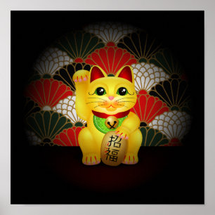 Gula keramiska Maneki Neko Poster