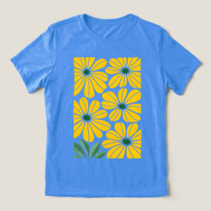 Gula kronblad Dam Abstrakt blommig t-shirt