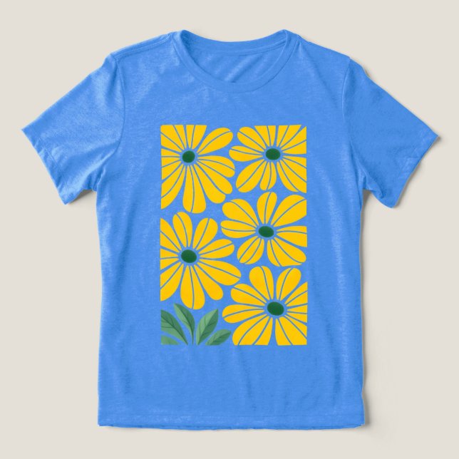 Gula kronblad Dam Abstrakt blommig t-shirt (Design Framsida)