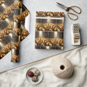 Gula kycklingar i en solig lada presentpapper