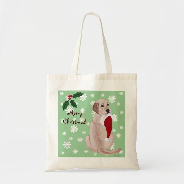 Gula Labrador med den Santa hattsnowflaken Tygkasse (Framsidan)