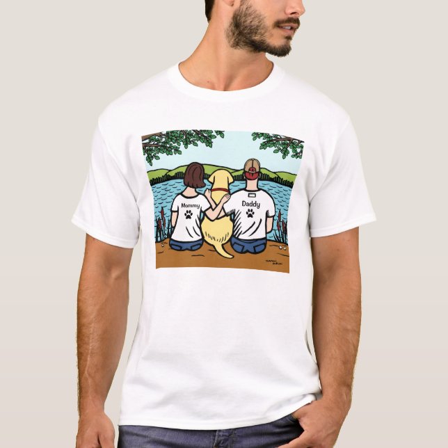 Gula Labrador och mamma och pappa T Shirt (Framsida)