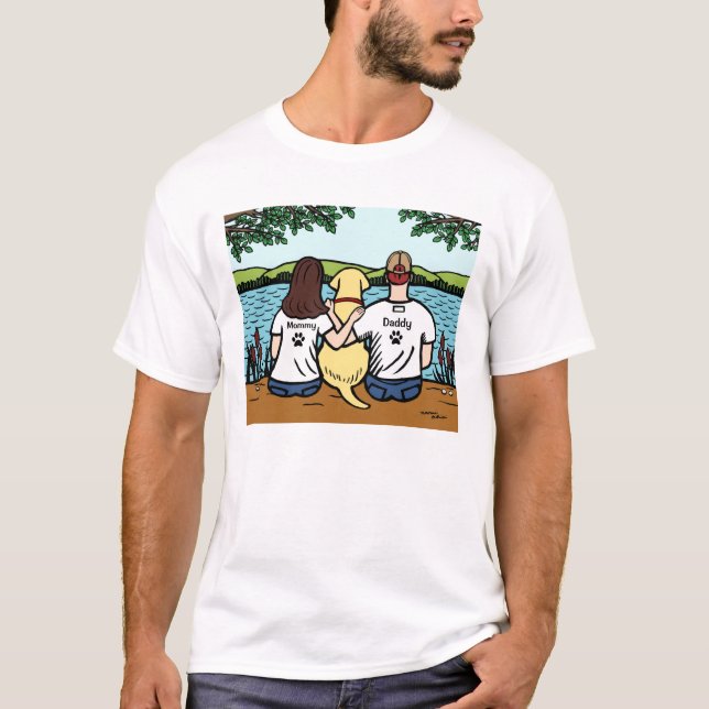 Gula Labrador och mamma och pappa T-shirt (Framsida)