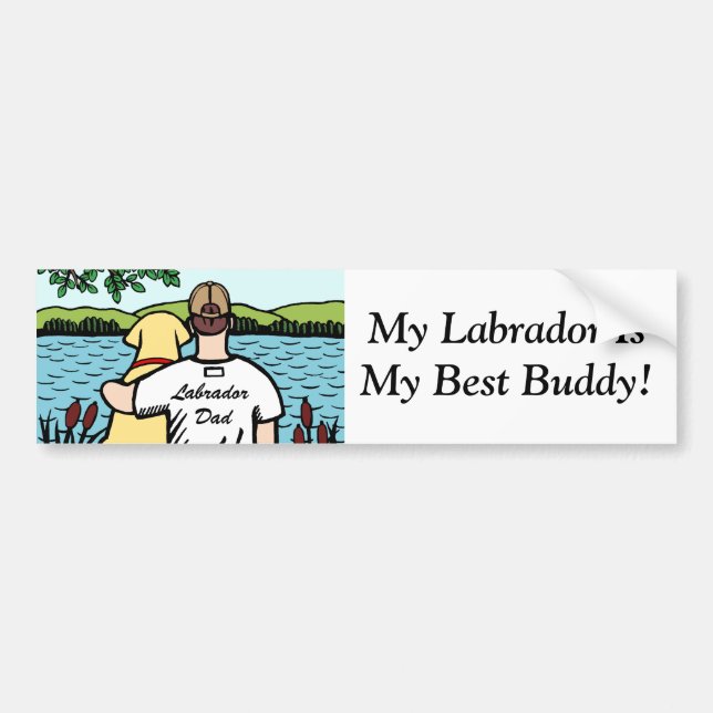 Gula Labrador och pappa sjön beskådar 2 Bildekal (Framsidan)