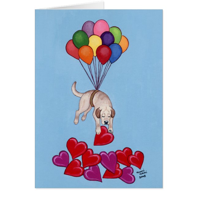 Gula Labrador som samlar KÄRLEK Hälsningskort (Framsidan)