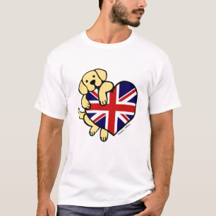 Gula Labrador & tecknad för UK-flaggahjärta 2 Tee Shirt