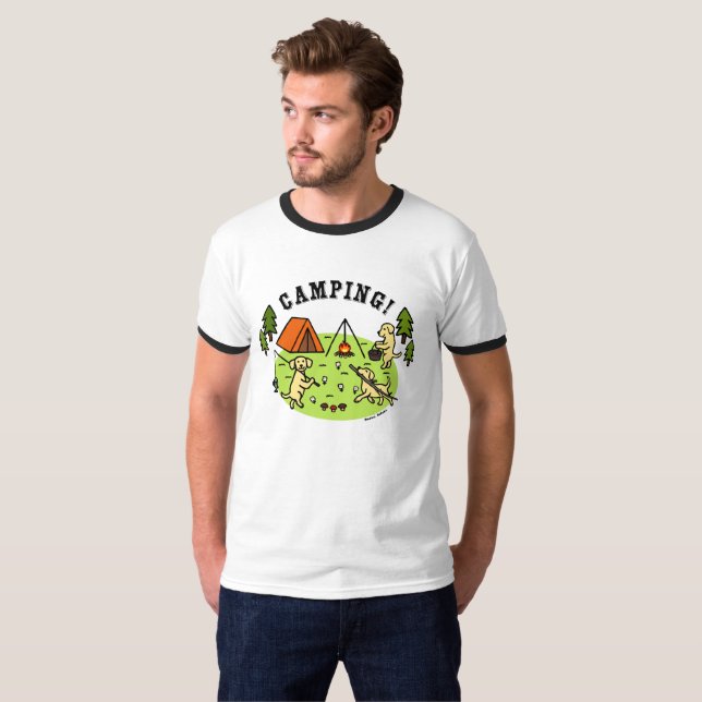 Gula Labradors som campar tshirten Tröja (Hel framsida)