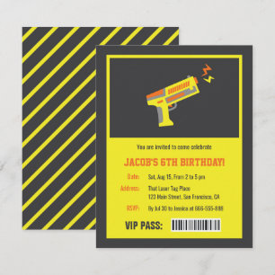 Gula Laser Tag-pistol Födelsedagsfest Inbjudningar