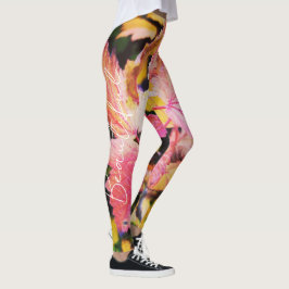 Gula leggings i unik design 