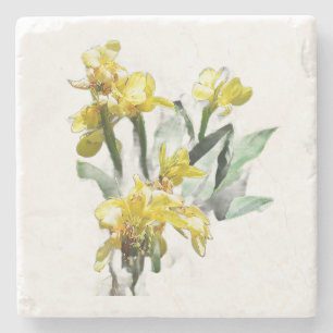 Gula liljor blommor pappers tallrik stenunderlägg