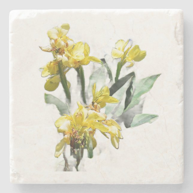 Gula liljor blommor pappers tallrik stenunderlägg (Framsidan)