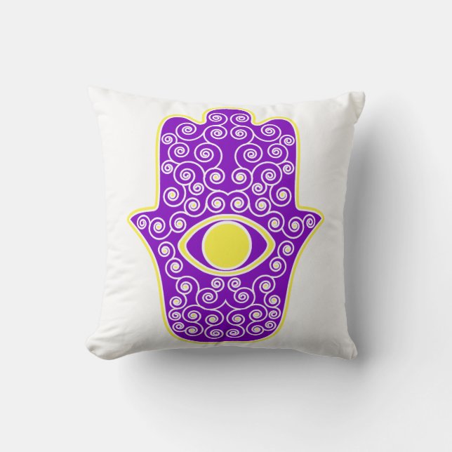 Gula lilor Hamsa-Räcker av Miriam-Räcker av Kudde (Framsida)