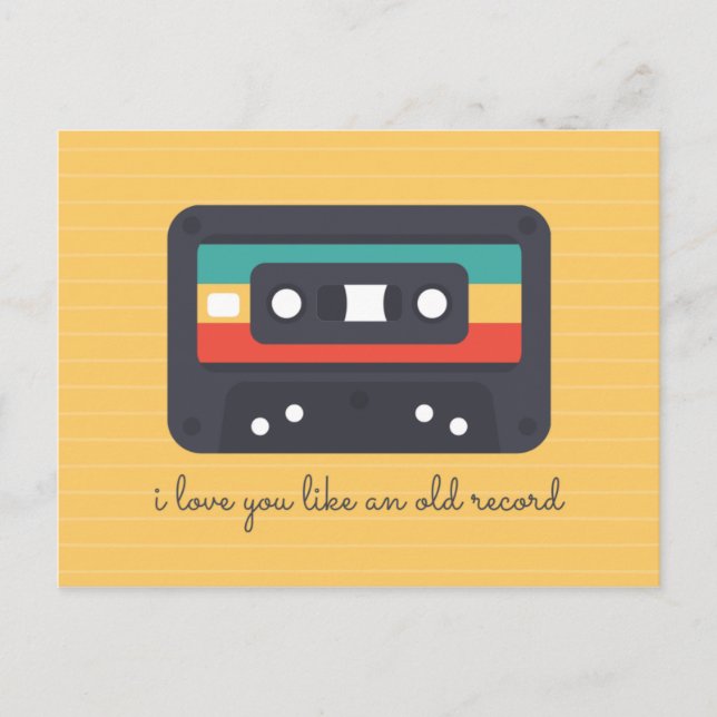 Gula Linjer Kassett Kärlek Vykort (Framsida)