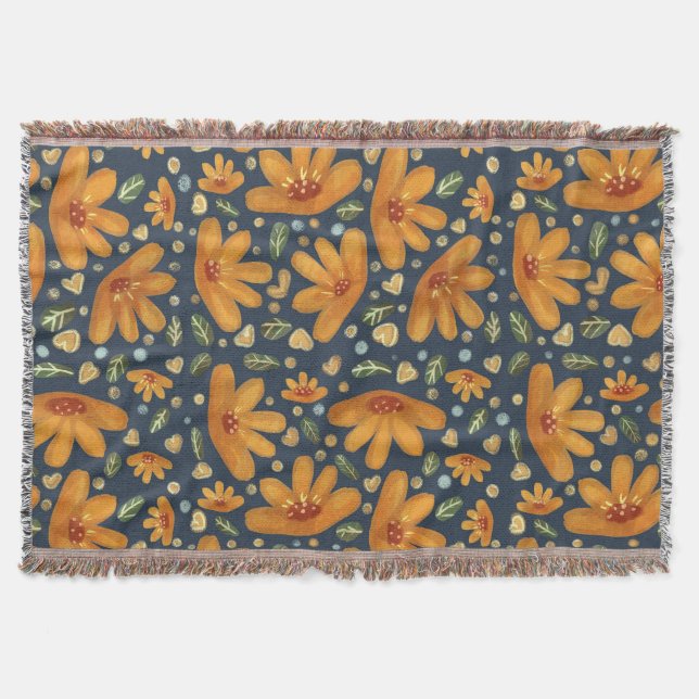 Gula Lyxblommor Filt (Framsidan)