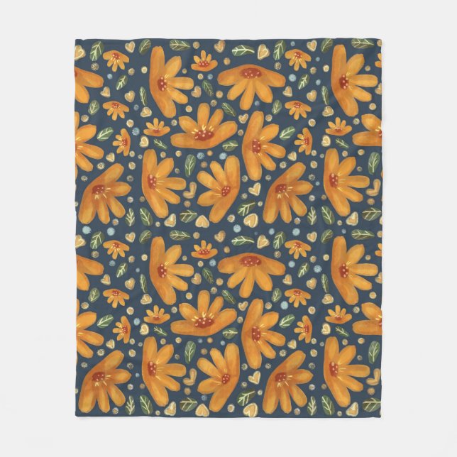 Gula Lyxblommor Fleecefilt (Framsidan)