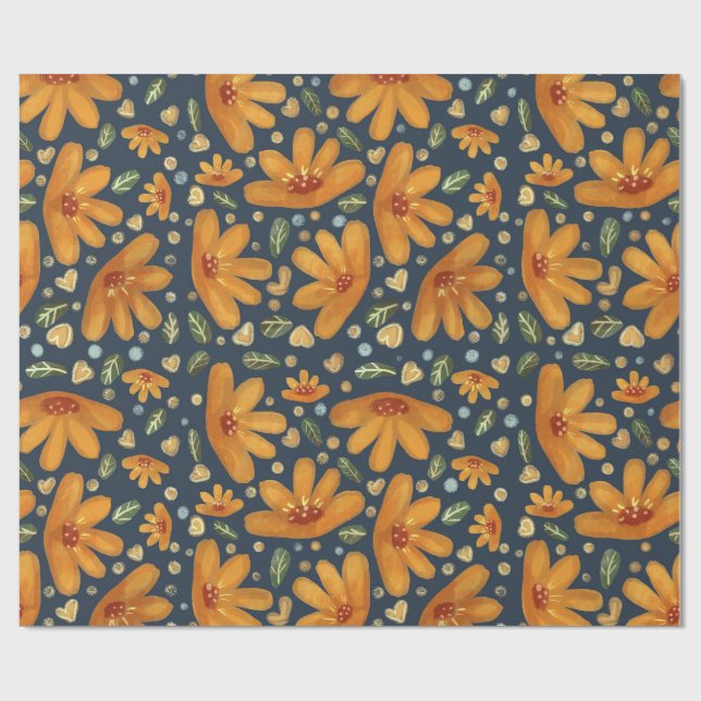 Gula Lyxblommor Presentpapper (Platt)