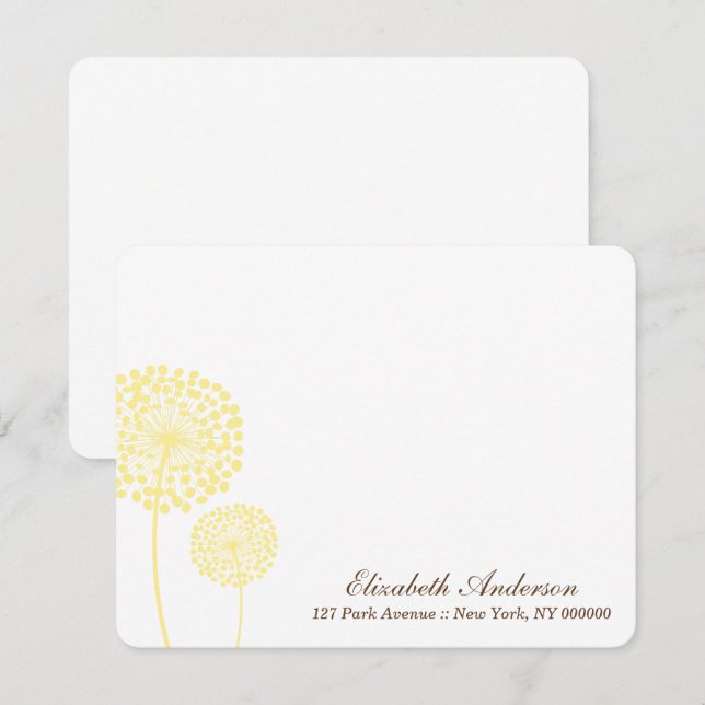 Gula Maskrosar Platta Notkort Inbjudningar (Fram/baksida)