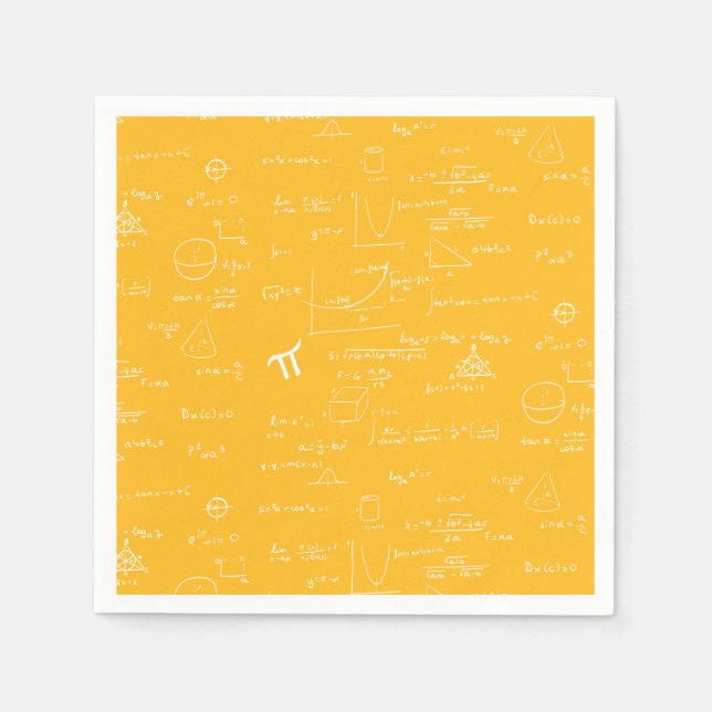 Gula matematiska ekvationer grafik examen pappersservett (Framsidan)
