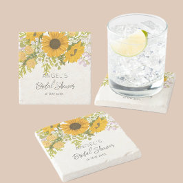 Gula moderna solrosbuketter bröllopsdusch stenunderlägg