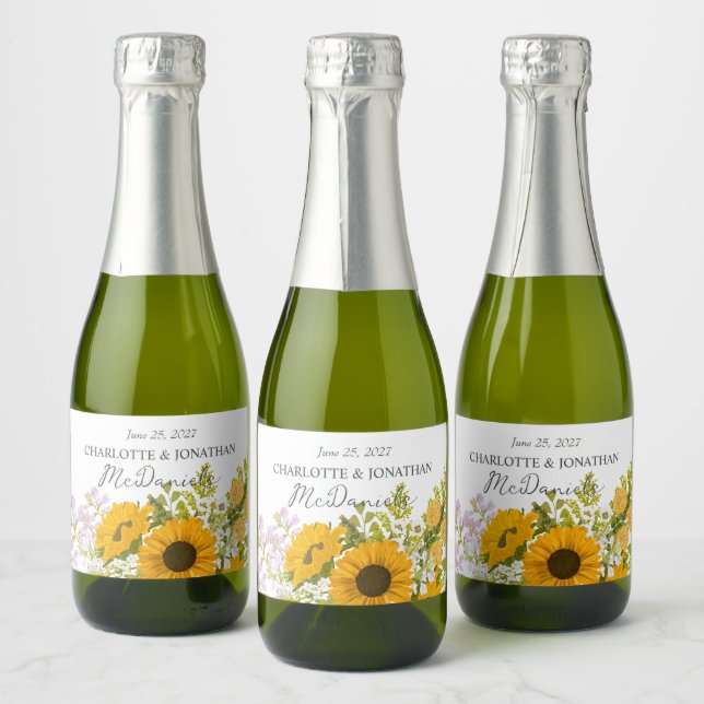 Gula Moderna Solrosor Bouquet Bröllop (Flaskor)