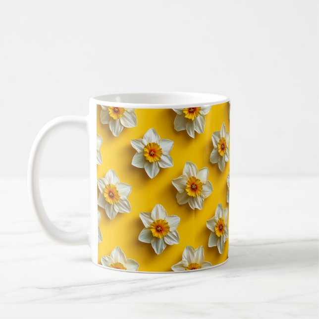 Gula narcissblommor mönster kaffemugg (Vänster)
