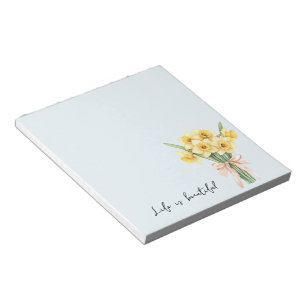 Gula Narcissblommor Persikobåge Anteckningsblock