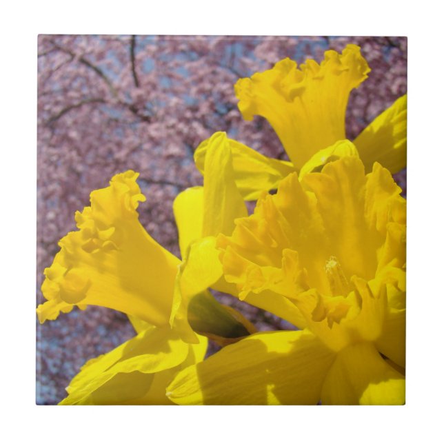 Gula Narcisser Blomma Kakel Konst Förvaringslådor (Framsidan)