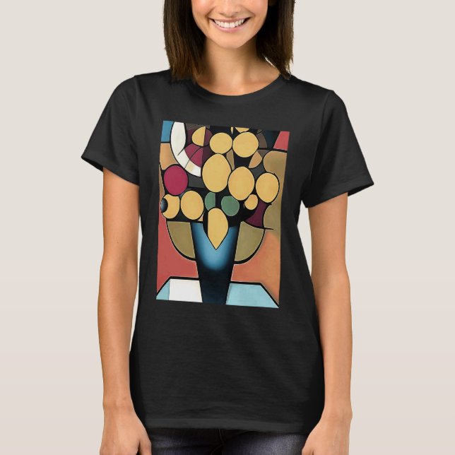 Gula narcisser i en blå vas geometrisk stil Ar T Shirt (Framsida)