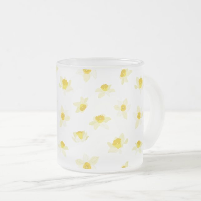 Gula Narcisser Vår Moderna. Frostad Glasmugg (Framsida höger)