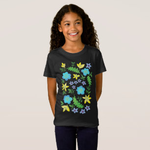 Gula och blå blommor t shirt