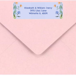 Gula och blåblommiga returadressetiketter returadress etikett