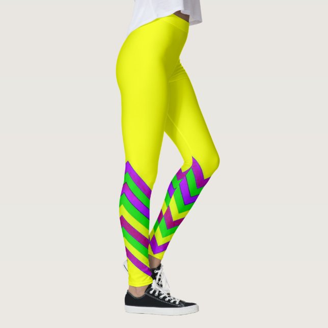 Gula och färgade sicksackränder leggings (Höger)