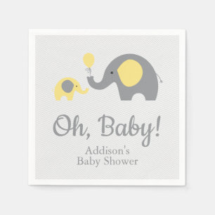 Gula och gråa elefantbaby showerservetter pappersservett