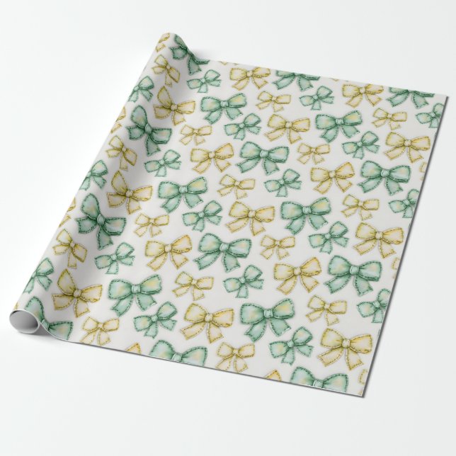 Gula och gröna Coquette-sjaletter Ny babyfirande Presentpapper (Utrullad)