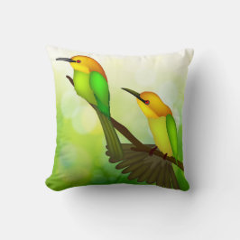 Gula och Gröna Fåglar Kudde