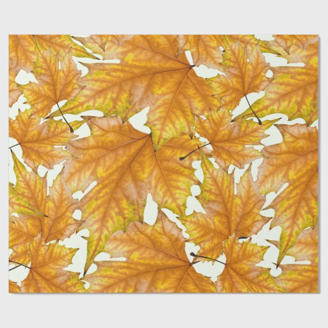 Gula och guld- lönnlöv presentpapper (Platt)
