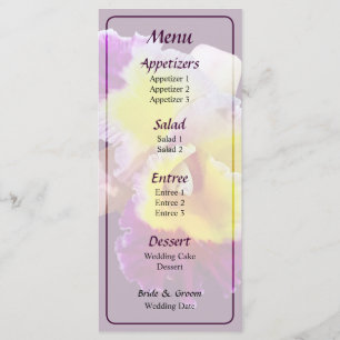 Gula och Magenta Cattleya-Orkidé Bröllopsmeny Meny