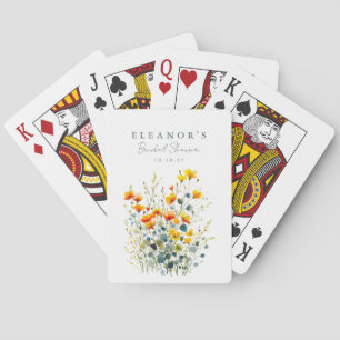 Gula och orange ängsvilda blommor Bröllopsdusch Casinokort