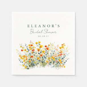 Gula och orange ängsvilda blommor Bröllopsdusch Pappersservett