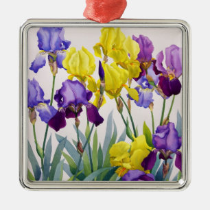 Gula och purpurfärgade Irises Julgransprydnad Metall