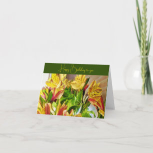 Gula och röda Alstroemeria-blommor Kort