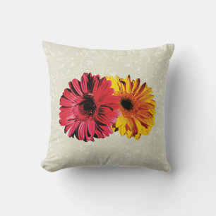 Gula Och Röda Gerbera Tussar Kudde
