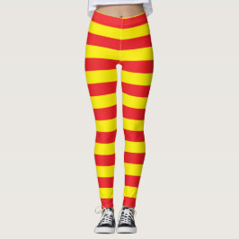 Gula och röda horisontalrandar leggings