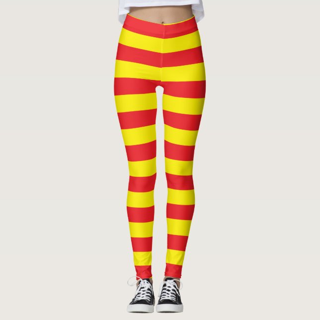 Gula och röda horisontalrandar leggings (Framsida)