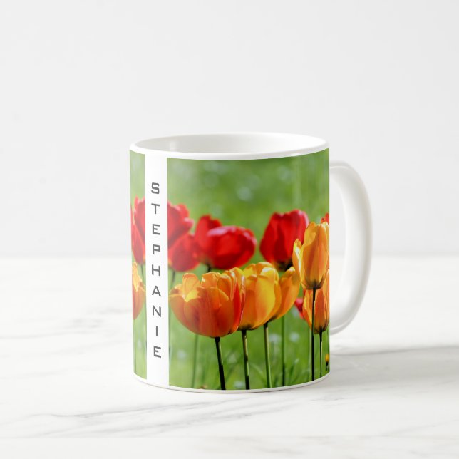 Gula och röda tulpaner kaffemugg (Framsida höger)