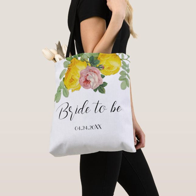 Gula och rosa rosor Brud att bli  Tygkasse (Närbild)
