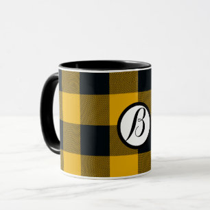 Gula och svarta rutiga rutor Buffalo Plaid Mugg