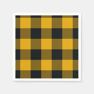 Gula och svarta rutiga rutor Buffalo Plaid Pappersservett