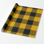 Gula och svarta rutiga rutor Buffalo Plaid Presentpapper<br><div class="desc">Anpassat presentpapper</div>